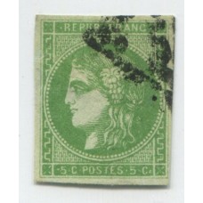 FRANCIA 1870 Yv. 42B ESTAMPILLA USADA, ADELGAZO SOLO VISIBLE AL DORSO MUY BUEN FRENTE 220 €