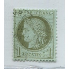 FRANCIA 1871 Yv. 50b ESTAMPILLA USADA CON VARIEDAD MARCO INFERIOR CORTADO SON MUY RAROS LOS HERRORES CATALOGADOS EN SELLOS CLASICOS 75 €