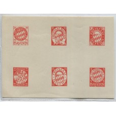 ALEMANIA 1908 ESTADO DE BAYERN BAVIERA HOJA ENSAYO DE ESTAMPILLAS, RARA