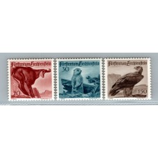 LIECHTENSTEIN 1947 Yv 228/30 SERIE COMPLETA NUEVA CON GOMA FAUNA 12 €