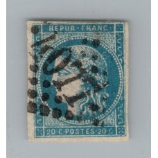 FRANCIA 1870 Yv. 45B ESTAMPILLA CLASICA CON INFIMO ADELGAZAMIENTO 100 EUROS + VARIEDAD DICE "REPUR" EN LUGAR DE "REPUB" RARISIMO