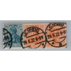 ALEMANIA 1921 ESTAMPILLAS SE-TENANT ZUSAMMENDRUCKE USADA QUE ES MUCHO MAS ESCASA MI WK1 RARISIMA 600 €