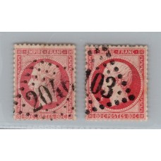 FRANCIA 1862 Yv. 24 + 24a ESTAMPILLAS CLASICAS RARAS 150 €