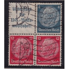 ALEMANIA 1934 ESTAMPILLAS SE-TENANT ZUSAMMENDRUCKE USADAS QUE SON MUCHO MAS ESCASAS MICHEL W89 20 €++