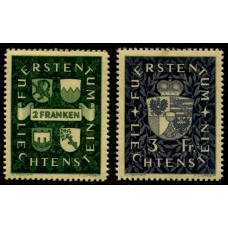 LIECHTENSTEIN 1939 Yv 159/60 SERIE COMPLETA DE ESTAMPILLAS NUEVAS CON GOMA ESCUDOS