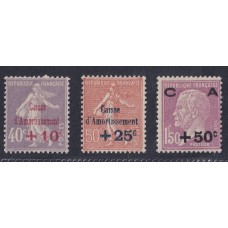 FRANCIA 1928 Yv 249/51 SERIE COMPLETA ESTAMPILLAS NUEVAS CON GOMA 107 EUROS