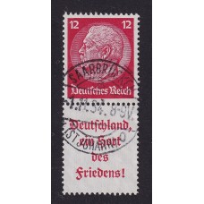 ALEMANIA 1934 ESTAMPILLAS SE-TENANT ZUSAMMENDRUCKE USADAS QUE SON MUCHO MAS ESCASAS MI. S145 CON MATASELLO DE SARRE 15 €+