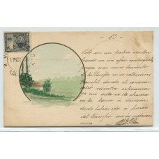 ARGENTINA 1903 TARJETA POSTAL CIRCULADA CON MATASELLO VILLA CAÑAS SANTA FE