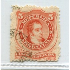 ARGENTINA 1867 GJ 37 PE 18a FONDO DE LINEAS HORIZONTALES