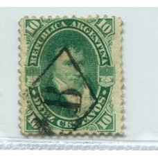 ARGENTINA 1867 GJ 39 HERMOSO EJEMPLAR CON MATASELLO B EN ROMBO