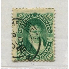 ARGENTINA 1867 GJ 39b PE 19a ESTAMPILLA VARIEDAD PAPEL RAYADO U$ 35