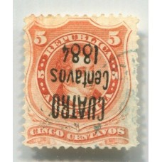 ARGENTINA 1884 GJ 76n ESTAMPILLA USADA CON VARIEDAD SOBRECARGA INVERTIDA