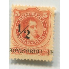 ARGENTINA 1882 GJ 60 VARIEDAD SOBRECARGA DESPLAZADA