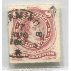 ARGENTINA 1876 GJ 49 CON MATASELLO PERGAMINO