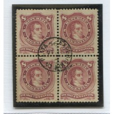 ARGENTINA 1877 GJ 54B CUADRO DE ESTAMPILLAS USADAS CON MATASELLO CENTRAL LA PLATA RARO