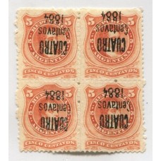 ARGENTINA 1884 GJ 76n CUADRO NUEVO ESTAMPILLAS CON VARIEDAD SOBRECARGA INVERTIDA ++