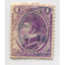 ARGENTINA 1867 GJ 35A ESTAMPILLA CON MATASELLO TAPALQUE