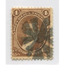 ARGENTINA 1867 GJ 36 ESTAMPILLA CON MATASELLO 9 PALETAS CON CENTRO, SERA BRASILERO ?