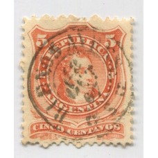 ARGENTINA 1867 GJ 37 PE. 18a MATASELLO COMPLETO 12 DE OCTUBRE DE 1867 U$ 10