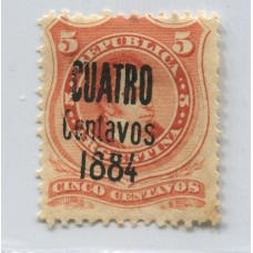 ARGENTINA 1884 GJ 76 ESTAMPILLA NUEVA CON GOMA U$ 18 ADEMAS TIENE VARIEDAD SOBRECARGA BASTANTE DIAGONAL