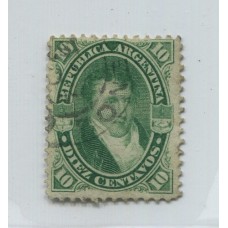 ARGENTINA 1867 GJ 39b PE 19a ESTAMPILLA VARIEDAD PAPEL RAYADO U$ 35