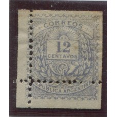 ARGENTINA 1882 GJ 63 ENSAYO VARIEDAD DENTADO MUY DESPLAZADO