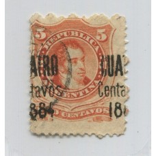 ARGENTINA 1884 GJ 76 ESTAMPILLA CON VARIEDAD SOBRECARGA TOTALMENTE DESPLAZADA, MUY RARO