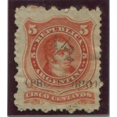 ARGENTINA 1882 GJ 60 ESTAMPILLA NUEVA SIN GOMA CON VARIEDAD SOBRECARGA TENUE APLICADA PARCIALMENTE SE APRECIA SOLO PARTE DE PROVISORIO RARO