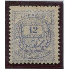 ARGENTINA 1882 GJ 63 ENSAYO CON GOMA Y DENTADO EN COLOR CELESTE