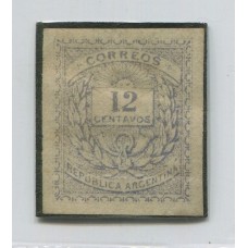 ARGENTINA 1882 GJ 63 ENSAYO CON GOMA SIN DENTAR EN COLOR CELESTE GRIS