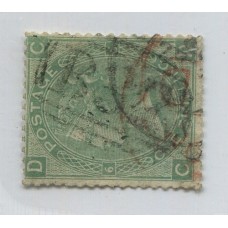 ARGENTINA 1867 COMO FECHA TENTATIVA ESTAMPILLA INGLESA CON MATASELLO B32 DE LA OFICINA DE BUENOS AIRES SELLO Yv. 37 PLANCHA 6 QUE MARCA 30 EUROS