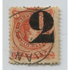 ARGENTINA 1877 GJ 46 HERMOSO EJEMPLAR USADO CON SOBRECARGA DESPLAZADA U$ 60 FIRMA DE DON VICTOR KNEITSCHEL