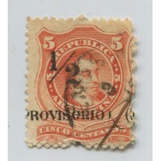 ARGENTINA 1882 GJ 60 ESTAMPILLA USADA CON VARIEDAD SOBRECARGA MUY DESPLAZADA