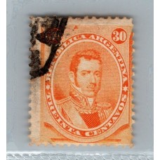 ARGENTINA 1867 GJ 42 EL 30 Cts ALVEAR ESTUPENDO SELLO U$ 20 !!!