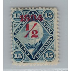 ARGENTINA 1884 GJ 68 ESTAMPILLA NUEVA CON GOMA SOBRECARGA CARMIN HERMOSA Y RARISIMA U$ 150