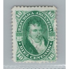 ARGENTINA 1867 GJ 39b ESTAMPILLA USADA PAPEL RAYADO U$ 35