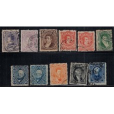 ARGENTINA 1867 GJ 35/44 SERIE COMPLETA DE ESTAMPILLAS USADAS DE AMERICAN BANK U$ 78