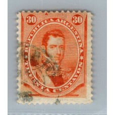 ARGENTINA 1867 GJ 42 ESTAMPILLA CON MATASELLO ROSARIO SANTA FE U$ 20