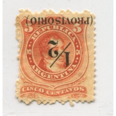 ARGENTINA 1882 GJ 59i VARIEDAD SOBRECARGA INVERTIDA ESTAMPILLA NUEVA CON GOMA U$ 75
