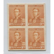 ARGENTINA 1892 GJ 187 ENSAYOS EN CARTON, CUADRO EN COLOR NO ADOPTADO