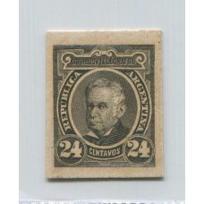 ARGENTINA 1889 RARO ENSAYO NO ADOPTADO EN CARTON DE 24c NO EMITIDO