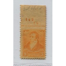 ARGENTINA 1892 GJ 140PH ESTAMPILLA NUEVA CON GOMA CON VARIEDAD SIN DENTADO HORIZONTAL CON BORDE DE HOJA CON LEYENDA Y NUMERO ( LA PAREJA SIN DENTAR U$ 200 )