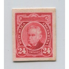 ARGENTINA 1889 RARO ENSAYO NO ADOPTADO EN CARTON DE 24c NO EMITIDO