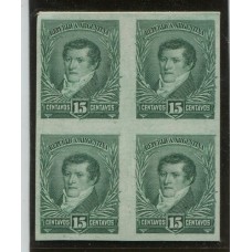 ARGENTINA 1892 MUY RARO ENSAYO NO ADOPTADO DE 15 Cts. EN CARTON, CUADRO EN COLOR VERDE OSCURO, NO FIGURA EN NEISTCHEL DEL ´58