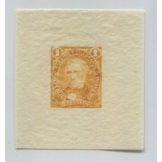 ARGENTINA 1889 GJ 098 CUÑO ENSAYO PRUEBA DE IMPRESIÓN EN COLOR NO ADOPTADO AMARILLO, RARO