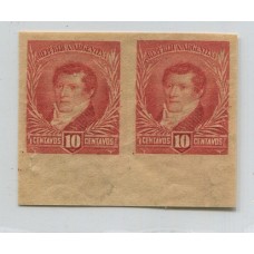 ARGENTINA 1892 GJ 143P PAREJA SIN DENTADO CON BORDE DE HOJA NUEVA CON GOMA, HERMOSA Y DE LUJO U$ 125