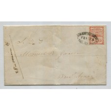 ARGENTINA 1858 GJ 1 CONFEDERACION PLIEGO CIRCULADO CON MATASELLO FRANCA DE ROSARIO MUY LINDA PIEZA U$ 200