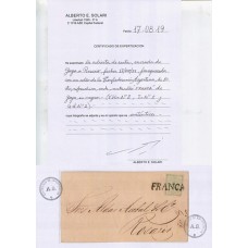 ARGENTINA 1858 GJ 2 CONFEDERACION PLIEGO CIRCULADO CON MATASELLO FRANCA DE GOYA CORRIENTES, TIENE LA FIRMA DE GARANTIA DE AUTENTICIDAD DE DON VICTOR KNEITSCHEL, MUY RARA U$ 700 + 100 %