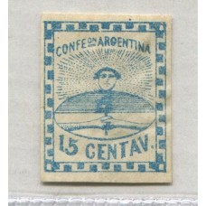 ARGENTINA 1858 GJ 3 CONFEDERACION ESTAMPILLA NUEVA CON GOMA MUY BUEN SELLOS CLASICO U$ 18