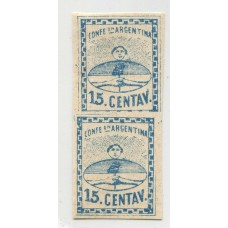 ARGENTINA 1860 GJ 6b CONFEDERACION VARIEDAD SIN GUARDA INFERIOR CON GOMA EN PAREJA CON GJ 6 MINT U$ 105